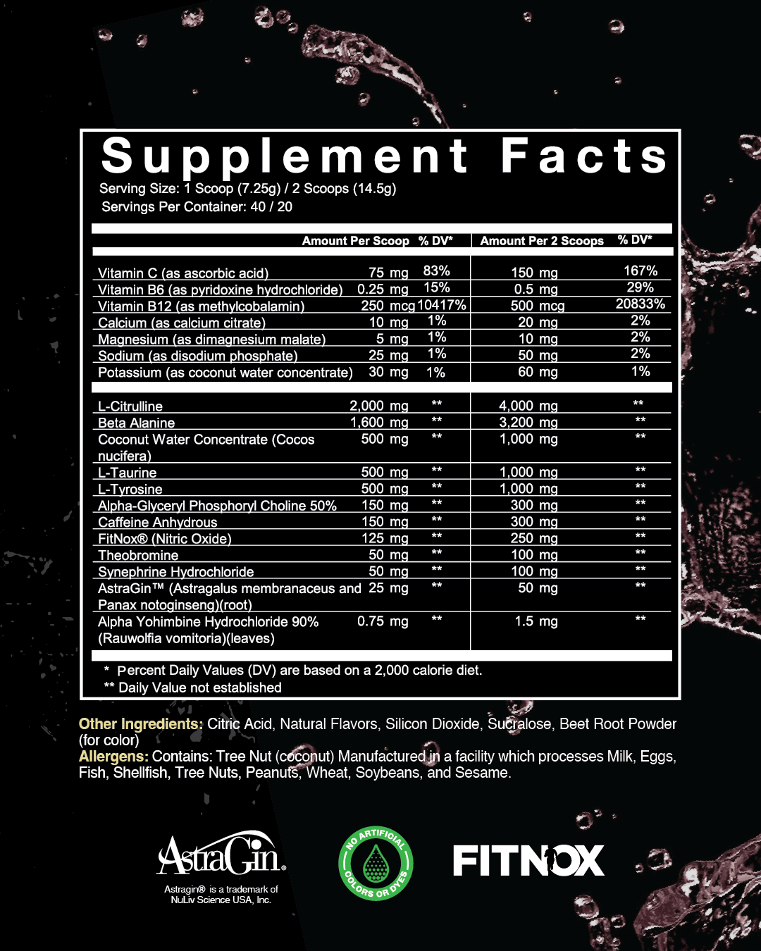 let's go babay pre-workout supplement, Paradise Punch, supplement facts